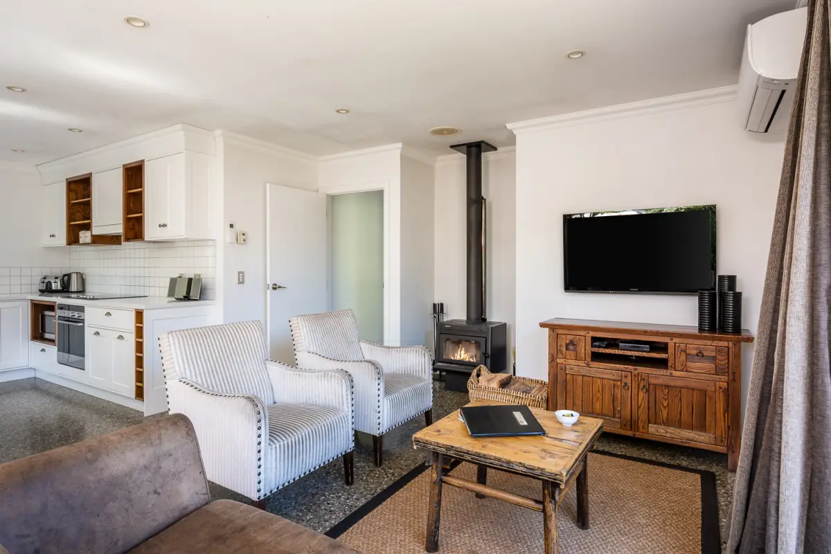 Comfortable Lounge with Wood Fireplace 