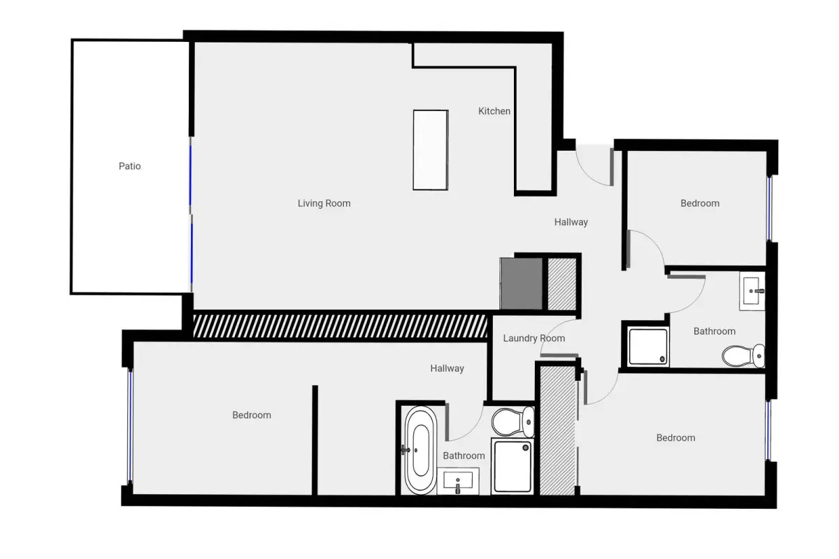 Three-Bedroom Home Layout 