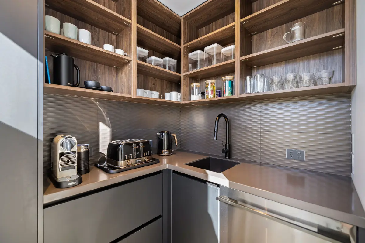 Scullery including nespresso coffee