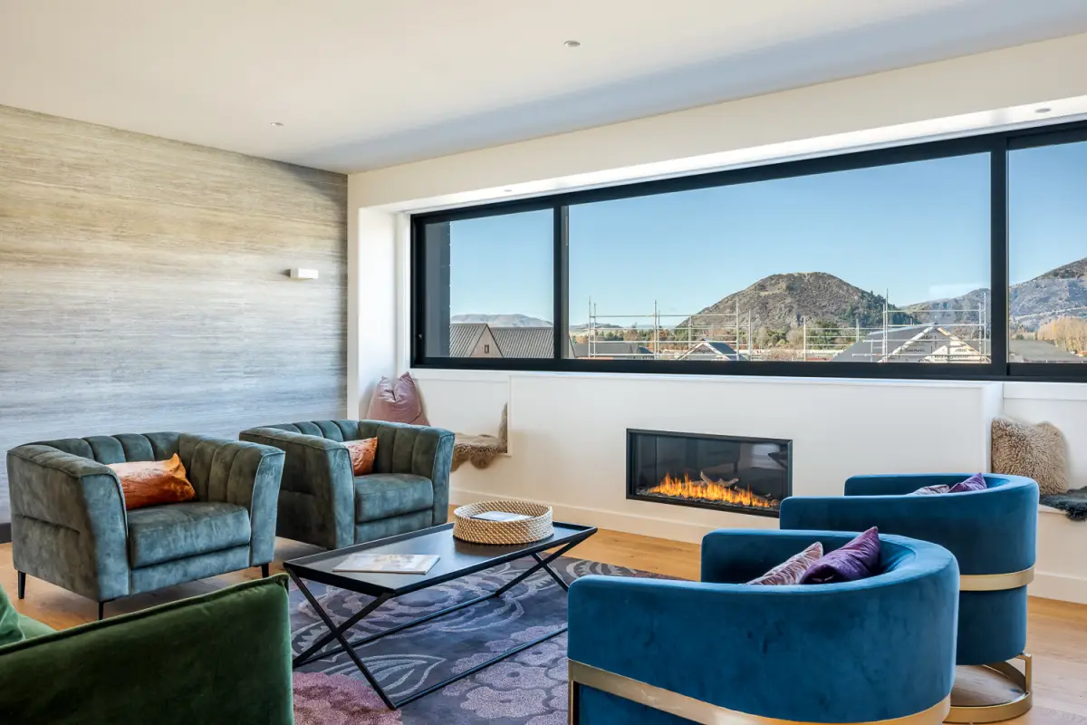 Living Area with Views and Gas Fireplace