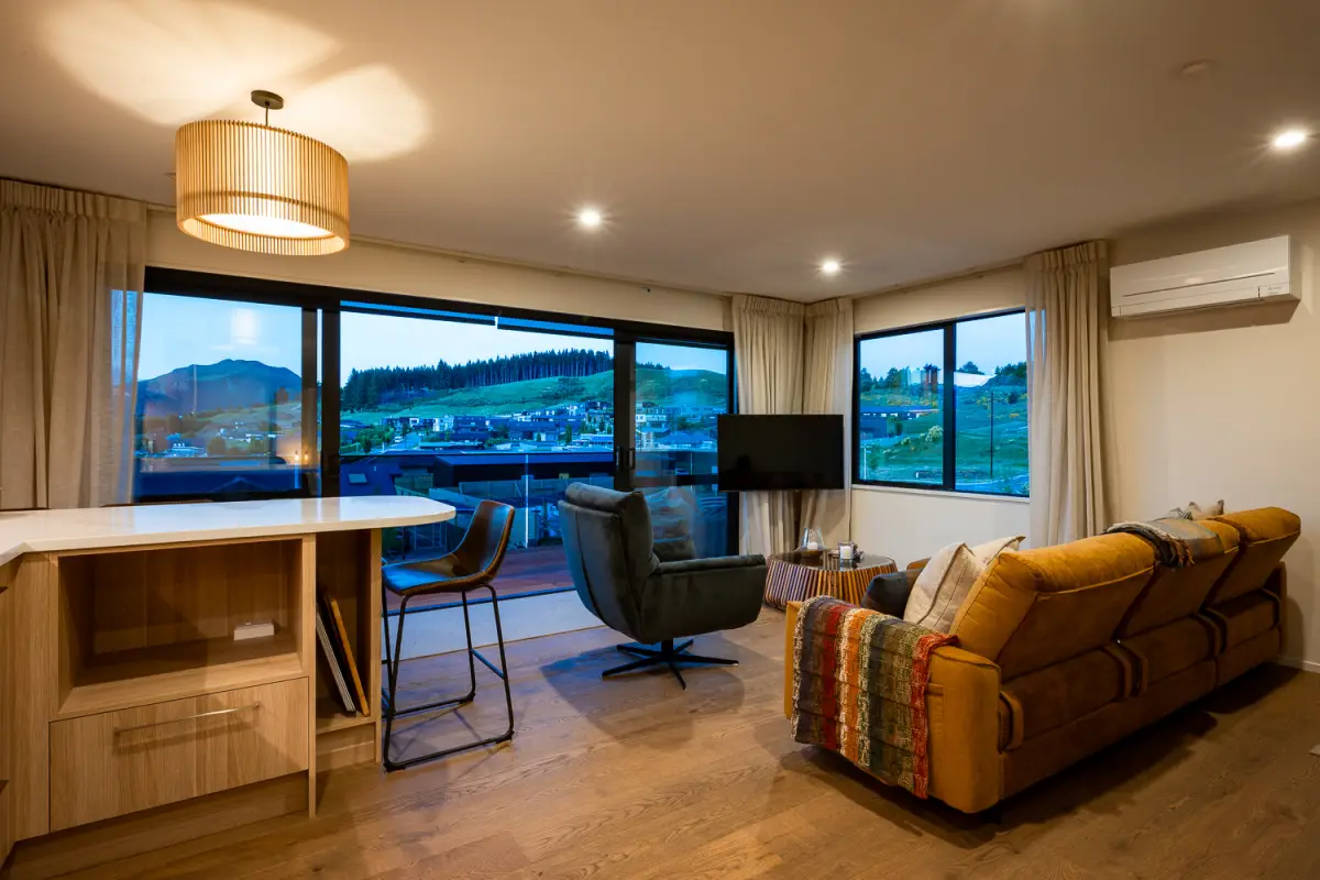 Cozy Lounge with Twilight Views 