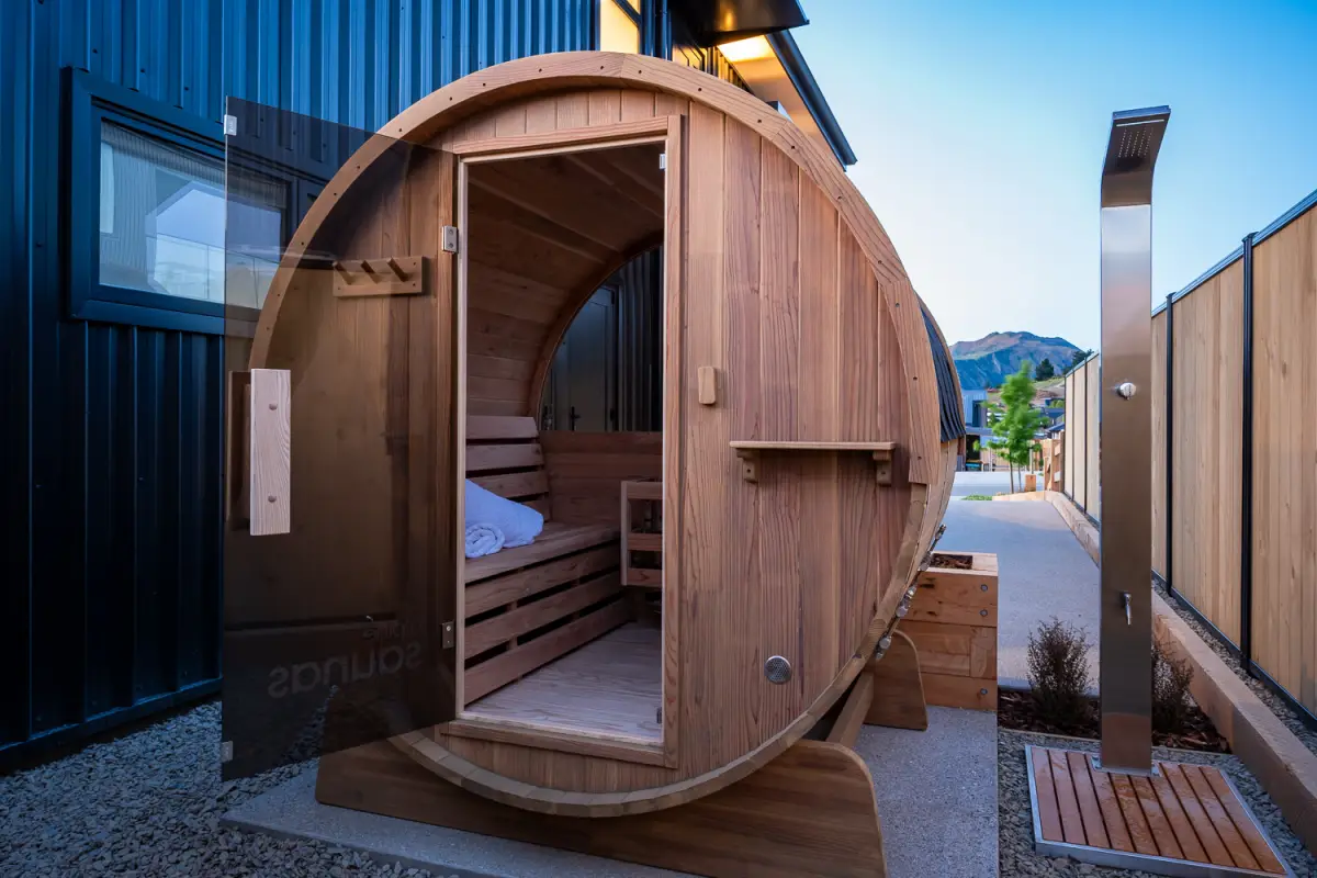 Wooden Sauna at Dusk 