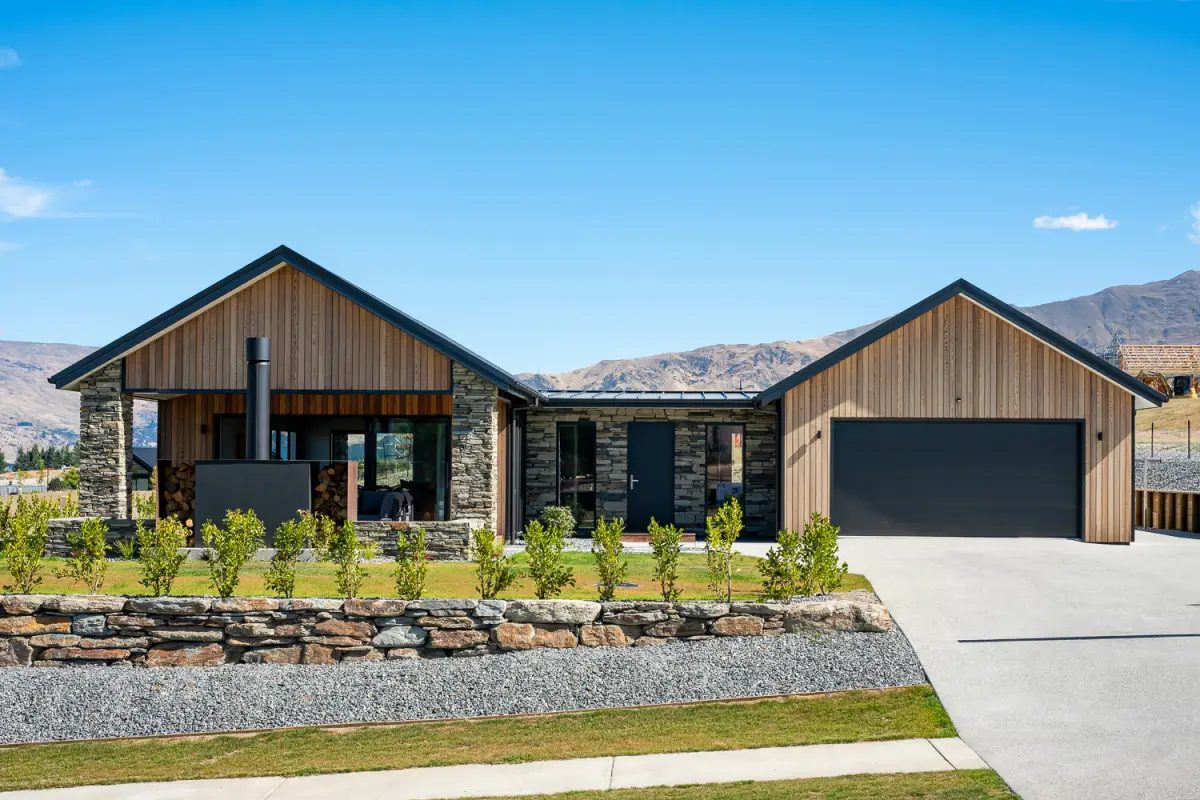 Large modern, schist and cedar home